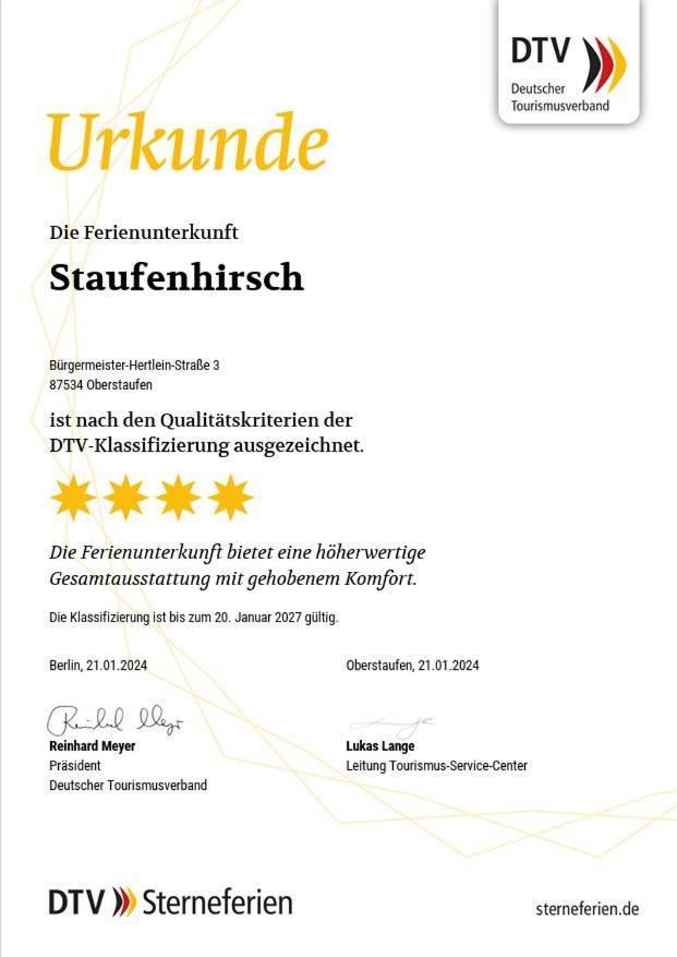Staufenhirsch Apartment Oberstaufen Εξωτερικό φωτογραφία